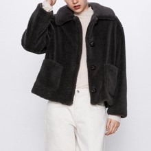 Куртка жіноча зі штучного хутра з накладними кишенями Fur (код товара: 55583)