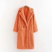 Пальто жіноче з штучного хутра Style, помаранчевий оптом (код товара: 55548)