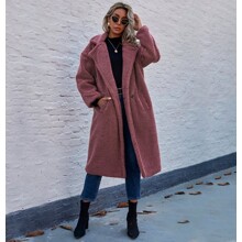 Пальто жіноче зі штучного хутра однотонне рожеве Stylee (код товара: 55544)