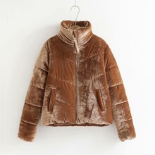 Уценка (дефекты)! Куртка женская из бархатной ткани коричневая Soft (код товара: 55576)