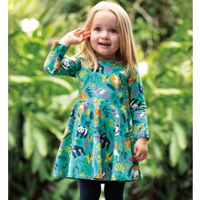 Платье для девочки с животным принтом зеленое Zoo оптом (код товара: 55667)