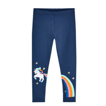 Леггинсы для девочки с рисунком единорога синие Flying unicorn оптом (код товара: 55932)