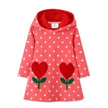 Плаття для дівчинки в горох з капюшоном рожеве Red flowers оптом (код товара: 55949)
