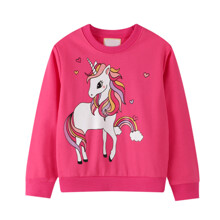Свитшот для девочки с рисунком единорога розовый Shiny unicorn оптом (код товара: 55991)