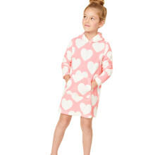 Уценка (дефекты)! Платье для девочки с принтом сердце и капюшоном розовое White hearts (код товара: 55944)