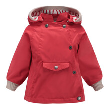 Куртка детская демисезонная со съемным капюшоном красная Monochromatic оптом (код товара: 56477)
