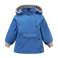 Куртка детская демисезонная со съемным капюшоном однотонная голубая Monochromatic оптом (код товара: 56476)