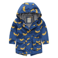 Куртка детская удлиненная с капюшоном и принтом бананы синяя Bananas (код товара: 56449)