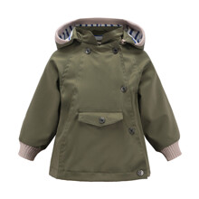 Куртка для хлопчика демісезонна зі знімним капюшоном однотонна хакі Monochromatic оптом (код товара: 56479)