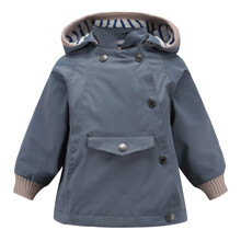 Куртка для мальчика демисезонная со съемным капюшоном однотонная серая Monochromatic оптом (код товара: 56480)