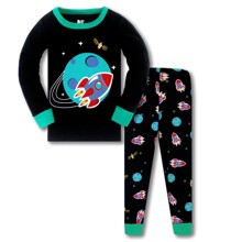 Пижама для мальчика с длинным рукавом принтом космос черная Planet (код товара: 56861)