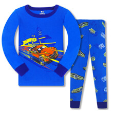 Пижама для мальчика с длинным рукавом принтом машина синяя Hot wheels оптом (код товара: 56845)