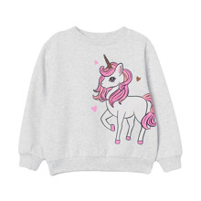 Свитшот для девочки утепленный серый Cute unicorn оптом (код товара: 56894)