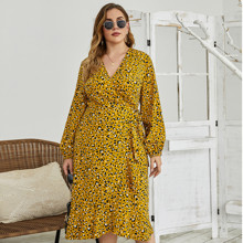 Платье женское с леопардовым принтом Socialite, желтый оптом (код товара: 56934)