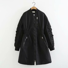 Куртка женская удлиненная с фактурными рукавами City оптом (код товара: 57116)