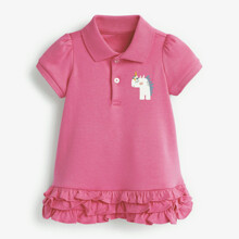 Плаття для дівчинки з коротким рукавом та принтом єдинорога рожеве Bright pink (код товара: 57386)