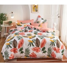 Комплект постельного белья с растительным принтом Big leaves (двуспальный-евро) (код товара: 57651)