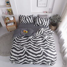 Комплект постельного белья с животным принтом серый Zebra (двуспальный-евро) (код товара: 57618)