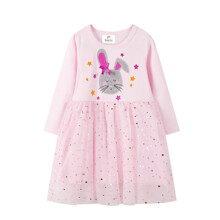 Плаття для дівчинки з довгим рукавом і зображенням зайця рожеве Gray hare (код товара: 57930)