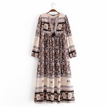 Плаття жіноче в стилі Бохо коричневе Floral pattern оптом (код товара: 57925)