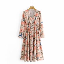 Платье женское с цветочным принтом Peach flower оптом (код товара: 57922)