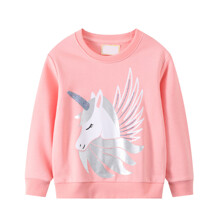 Свитшот для девочки с изображением единорога розовый Unicorn with wings оптом (код товара: 57941)