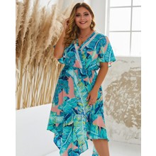 Плаття жіноче з асиметричною спідницею Hawaiian warmth оптом (код товара: 58130)