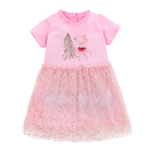 Плаття для дівчинки нарядне з принтом мишки Рожеве оптом (код товара: 58965)