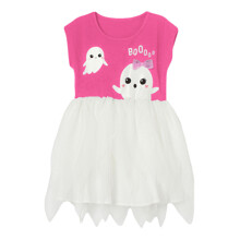 Плаття для дівчинки з коротким рукавом рожеве з білим Вооо! оптом (код товара: 59081)