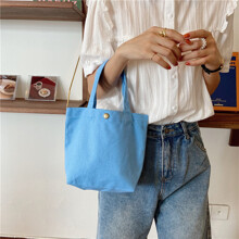 Сумка шоппер Екосумка жіноча з тканини на кнопці Блакитна оптом (код товара: 59028)