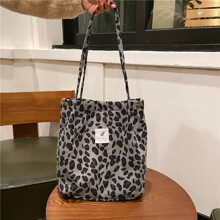 Сумка шоппер Екосумка жіноча з тканини з леопардовим принтом Сіра (код товара: 59038)