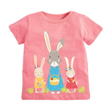 Футболка для девочки с изображением зайцев розовая Family of hares (код товара: 59109)