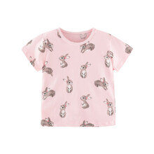 Футболка для девочки с рисунком кролика розовая Rabbits оптом (код товара: 59140)
