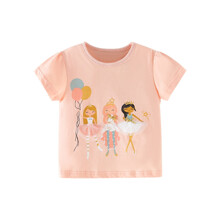 Футболка для девочки с рисунком принцессы персиковая Girls (код товара: 59139)