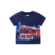 Футболка для хлопчика з малюнком пожежна машина синя Fire engine оптом (код товара: 59145)