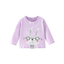 Лонгслив для девочки с рисунком кролик фиолетовый Rabbit with glasses (код товара: 59191)