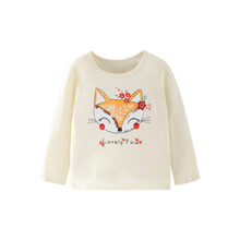 Лонгслив для девочки с рисунком лисички молочный Lovely fox оптом (код товара: 59179)