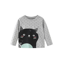 Лонгслив для девочки в горох с рисунком кот серый Black cat оптом (код товара: 59168)
