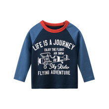 Лонгслив для мальчика самолет синий Life is a journey оптом (код товара: 59178)