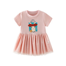 Плаття для дівчинки з коротким рукавом сітчаста спідниця персикове Bunny Style оптом (код товара: 59151)