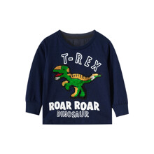 Лонгслів для хлопчика з малюнком динозавра синій T-Rex оптом (код товара: 59222)