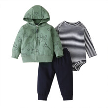 Комплект для мальчика 3 в 1: боди с длинным рукавом, штаны и кофта с капюшоном на молнии Flight оптом (код товара: 59336)