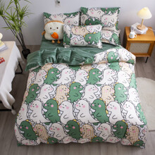 Комплект постельного белья с изображением динозавров зеленый Dinosaurs (полуторный) оптом (код товара: 59373)