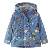 Куртка для хлопчика демісезонна з капюшоном і флісовою підкладкою синя Робот оптом (код товара: 59309)
