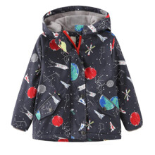 Куртка для мальчика демисезонная с капюшоном и флисовой подкладкой серая Космос (код товара: 59310)