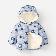 Куртка на синтепоне детская с подкладкой из флиса, капюшоном и изображением животных синяя Forest dwellers (код товара: 59346)