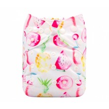 Підгузник для дівчинки багаторазовий з вкладишем та зображенням фрукти білий Yummy (код товара: 59312)