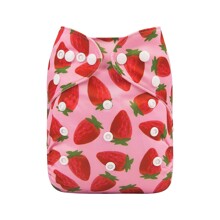 Підгузник для дівчинки багаторазовий з вкладишем та зображенням полуниця рожевий Strawberry garden (код товара: 59317)