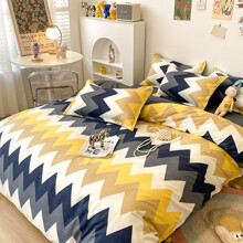 Комплект постельного белья с геометрическим принтом Зигзаг (двуспальный-евро) оптом (код товара: 59476)