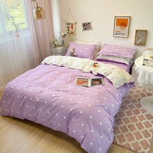 Комплект постельного белья с принтом сердце фиолетовый Peace of hearts (двуспальный-евро) (код товара: 59488)